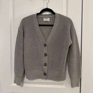 Old Navy Grey Linen Shaker Stitch Cardigan